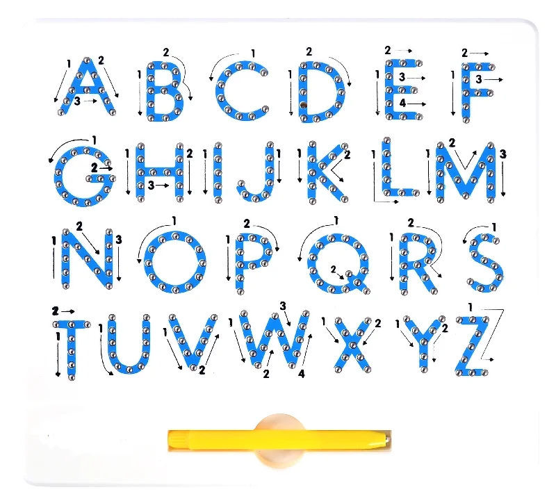 Solid Wood Educational Toys with a Coding and Logic - Building GameMagnetic Uppercase Alphabet Letters Tablet/Board With Stylus Pen