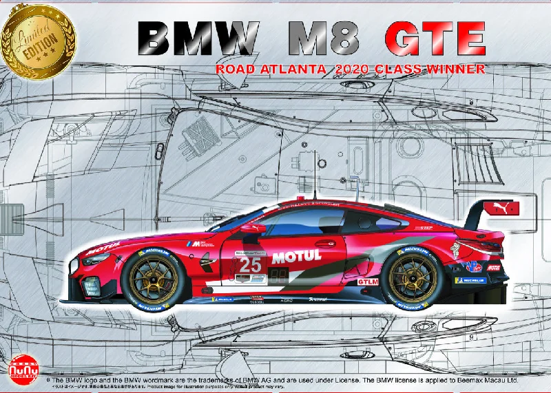 Radio - Controlled Drift Car with Adjustable Suspension and High - Grip TiresNunu Model Kit 24043 1:24 BMW M8 GTE 2020 Road Atlanta Class Winner