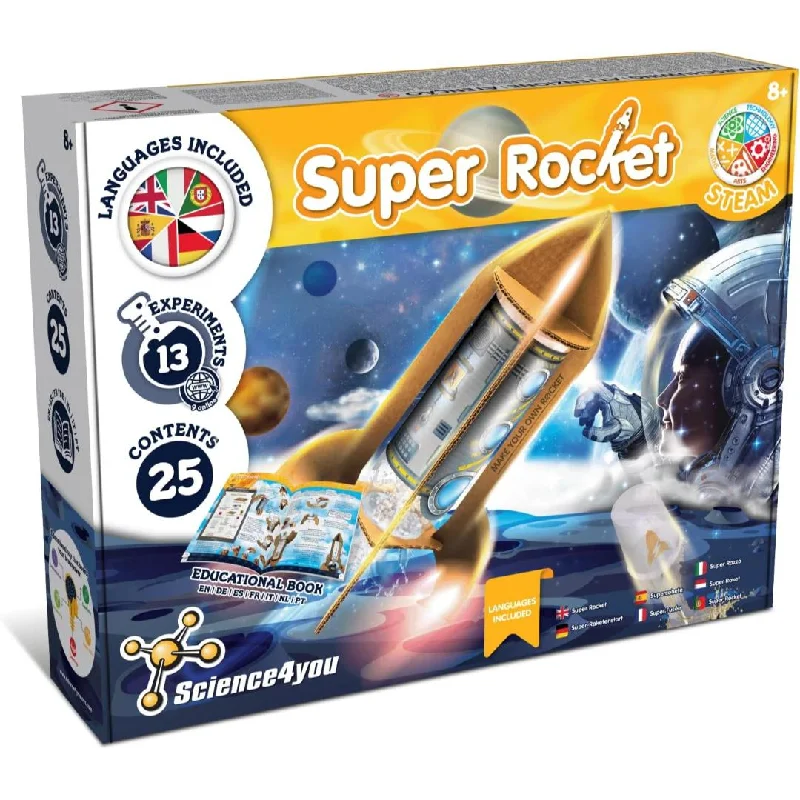 Sustainable Solid Wood Educational Toys with a Language - Learning Activity BookScience4You Super Rocket Launcher Children's STEM Activity Educational Science Kit