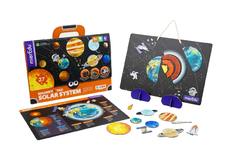 Sustainable Solid Wood Educational Toys with a Language - Learning Activity BookSolar System Magnetic Pad