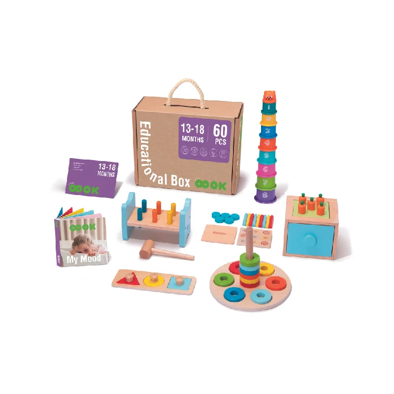 Solid Wood Educational Toys with a Coding and Logic - Building GameTooky Toy Wooden Educational Box (13-18 months)