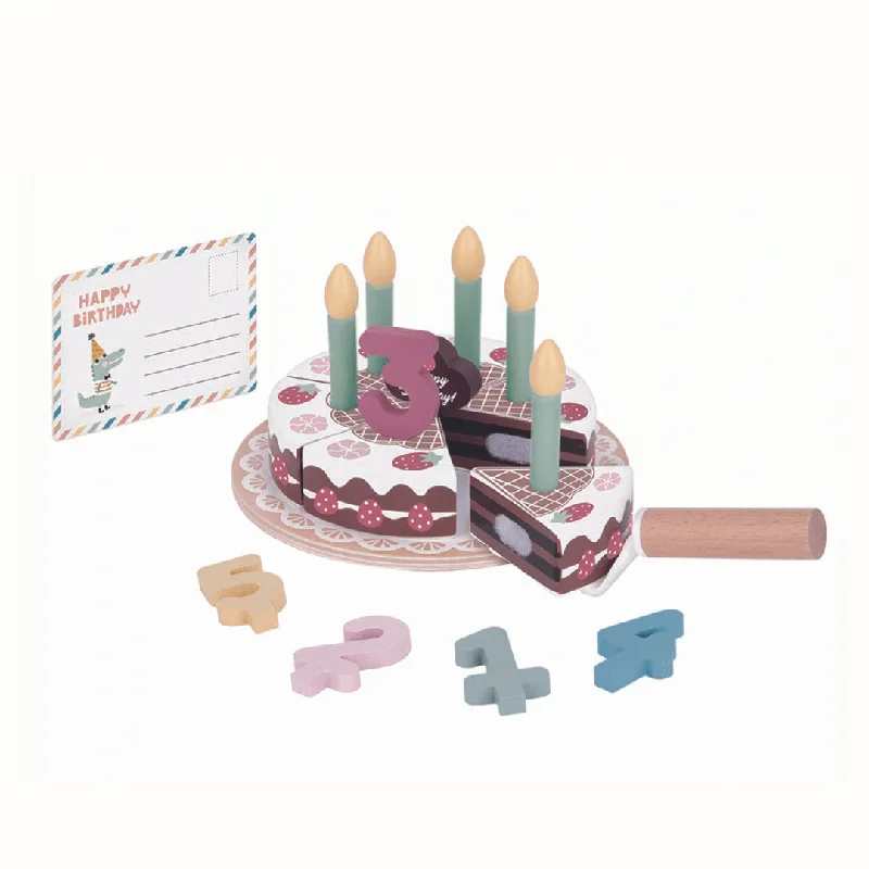 Solid Wood Educational Toys with a Science Experiment Theme for Young LearnersWooden Birthday Cake Set