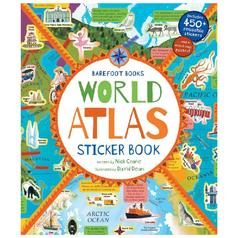 Hand - Painted Wooden Educational Toys in a Historical and Cultural ThemeWorld Atlas Sticker Book