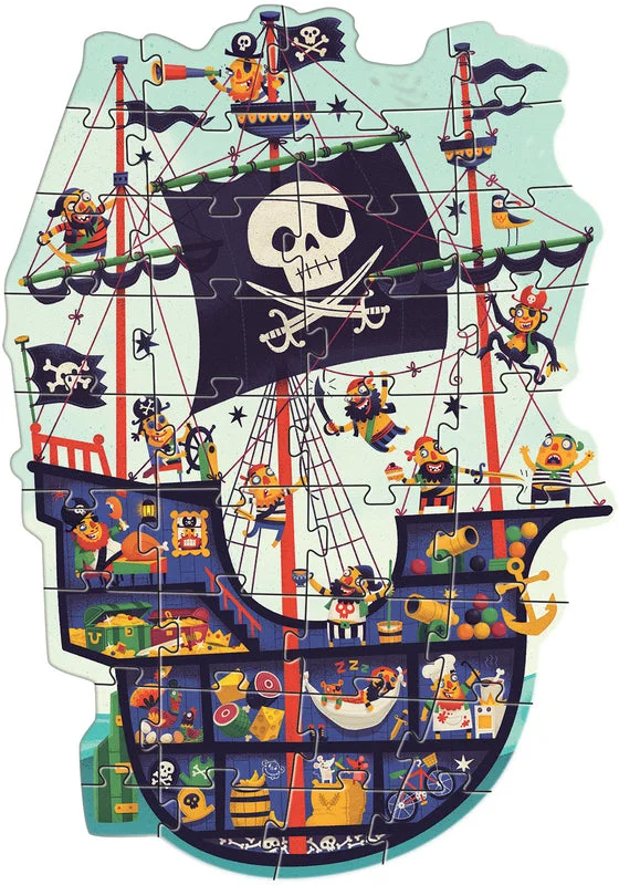 Laser - Cut Wooden Puzzles with Abstract Art Patterns for Art - Loving TeensDjeco Giant Pirate Ship Puzzle 36 Pieces