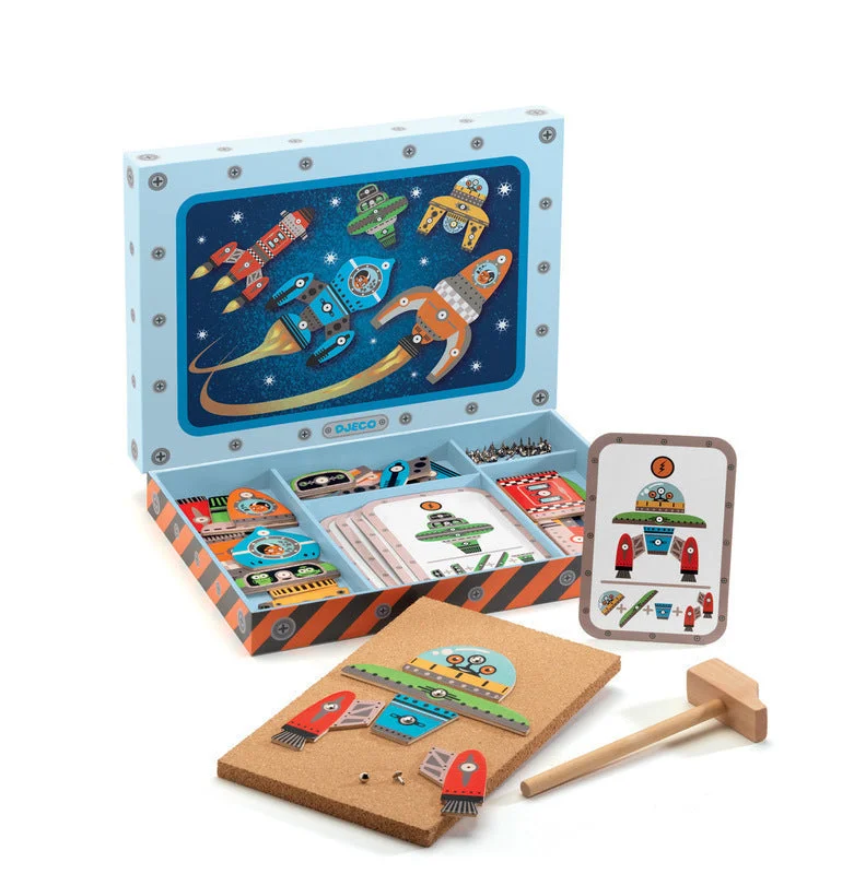 Interlocking Wooden Puzzles with Geometric Shapes for Developing Fine Motor Skills in PreschoolersDjeco Space Tap Tap Game