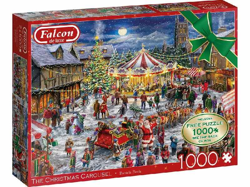 Antique - Style Wooden Puzzles of Classic Cars for Vintage EnthusiastsFalcon de Luxe <br>The Christmas Carousel <br> 1000 Piece Puzzle