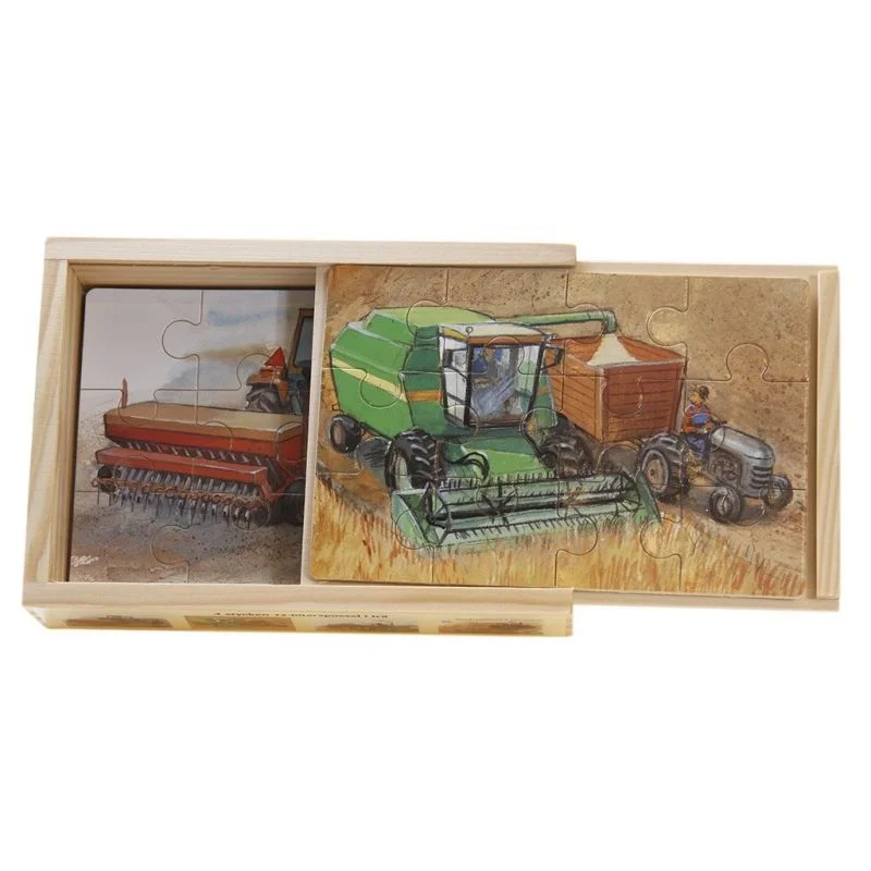 Antique - Style Wooden Puzzles of Classic Cars for Vintage EnthusiastsFarm Machines Wooden Box Puzzle by Hjelms