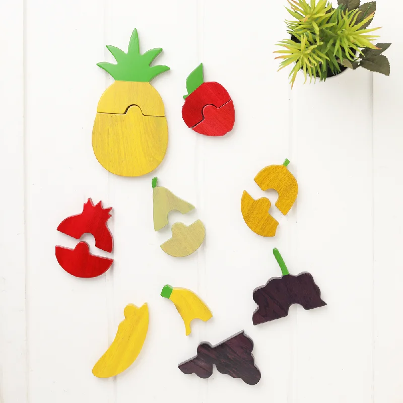 Eco - Friendly Sustainable Wooden Puzzles in Animal Shapes for Environment - Conscious ParentsFruits Puzzle