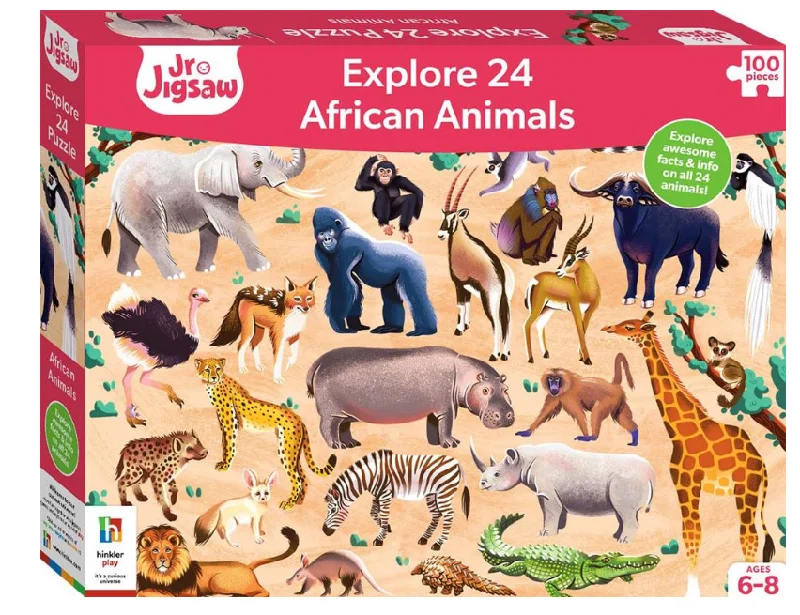 Junior Jigsaw Explore 24 100Pc Puzzle: African Animals