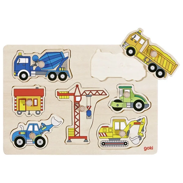 Waterproof Wooden Puzzles with Underwater Scene Designs for Poolside or Beach PlayLift out puzzle - building site vehicles