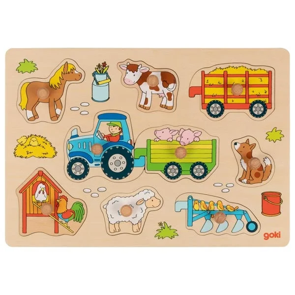 Puzzle - Swapable Wooden Puzzles with a Circus Theme for Community ExchangesLift-out puzzle Tractor with trailers