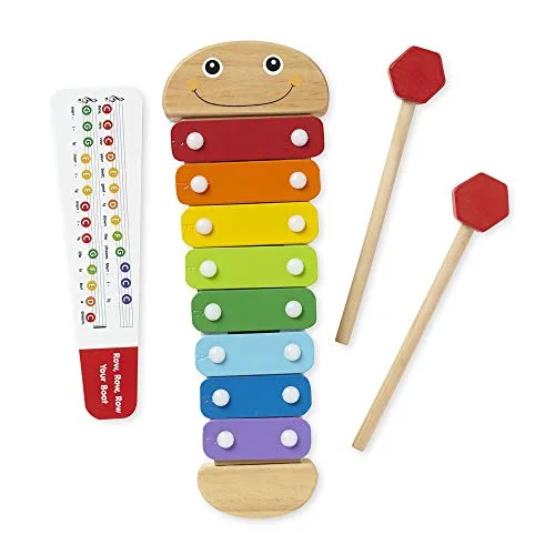 Portable Solid Wood Recorders for School Music ClassesMelissa & Doug Caterpillar Xylophone Musical Toy With Wooden Mallets 15.25" x 6.5" x 1.5 - For Toddlers,Ages 3+,Blue