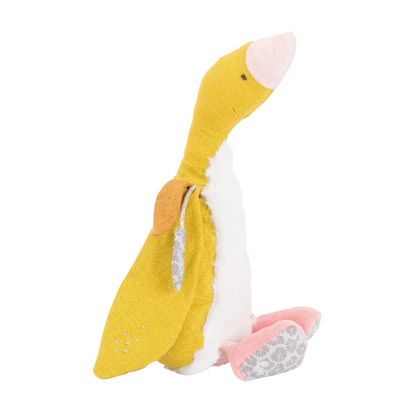 Musical Plush Penguins that Sing for Toddler EntertainmentMoulin Roty Le Voyage D'olga, Bambou The Mustard Yellow Goose with High Grade French Fabrics 23cm