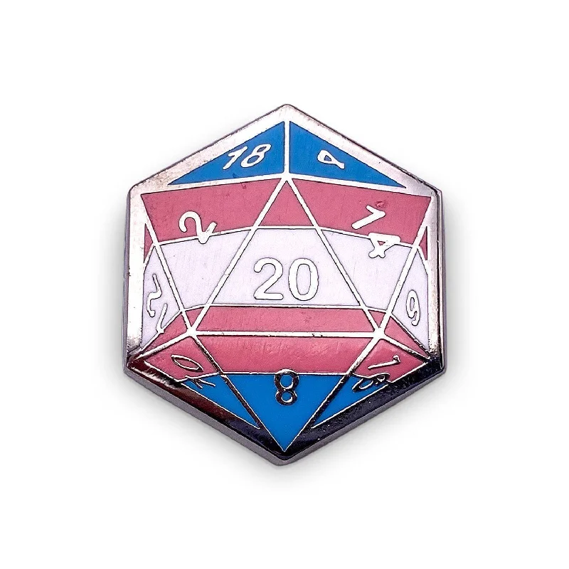 Puzzle - Challenge - Card - Attached Wooden Puzzles with a Sports Theme for Competitive PlayersNorse Foundry - D20 Transgender Pride Flag Pin