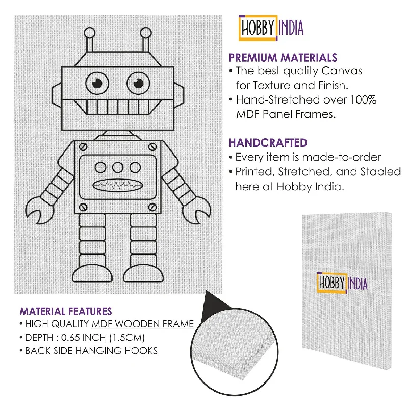 Battery - Operated Wooden Robots with a Racing - Car Shape for High - Energy PlayRobot DIY Canvas Base for Painting